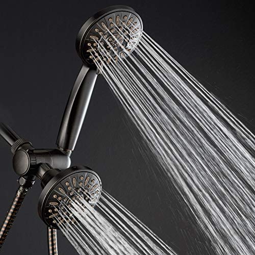 AquaDance Oil Rubbed Bronze Premium High Pressure 48 3-Way Combo for The Best of Both Worlds – Enjoy Luxurious Rain Head and 6-Setting Hand Held Shower Separately or Together | Enjoy Two 6-Setting Rain & Hand Showerheads Separately or Together for the Bes