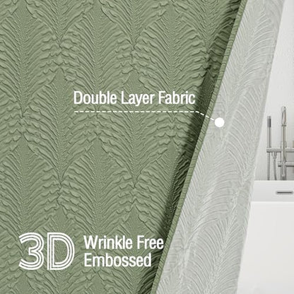 36x72 Small Stall Shower Curtain, Sage Green Embossed Half Bath Curtain - color: Sagegreen, size: 36"W x 72"L (Pack of 1)