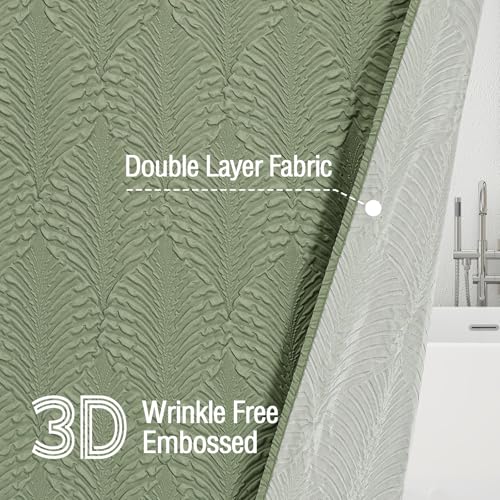36x72 Small Stall Shower Curtain, Sage Green Embossed Half Bath Curtain - color: Sagegreen, size: 36"W x 72"L (Pack of 1)
