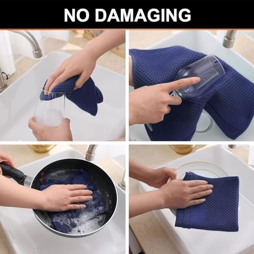 Homaxy 100% Cotton Dish Cloths, 6 Pack - 12 x 12 Inches, Navy Blue | Waffle Weave Super Soft and Absorbent Dish Towels Quick Drying Dishcloths, 12 x 12 Inches - color: Navy Blue, size: 12 X 12 - 6 Pack