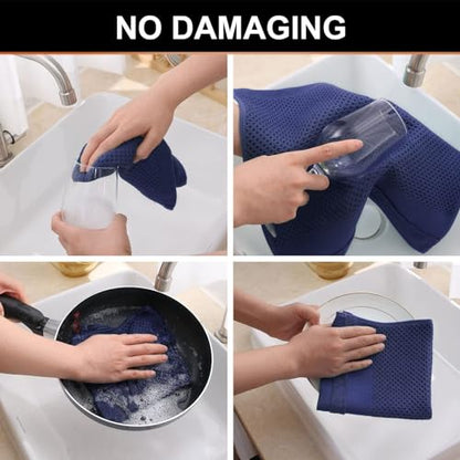 Homaxy 100% Cotton Dish Cloths, 6 Pack - 12 x 12 Inches, Navy Blue | Waffle Weave Super Soft and Absorbent Dish Towels Quick Drying Dishcloths, 12 x 12 Inches - color: Navy Blue, size: 12 X 12 - 6 Pack