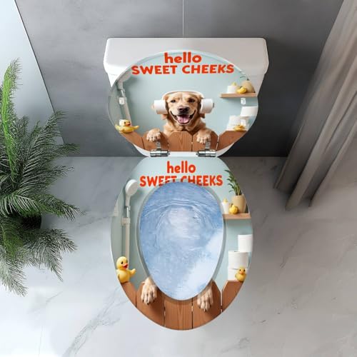 Elongated Resin Toilet Seat, Quietly Close Quick Release Hinges Cover | Toilet Lid Cover Easy to Clean and Install, Funny Dog Animal Hilarious Rustic Farmhouse Country Wooden Heavy Duty Toilet Seat - color: pattern4, size: V-shape