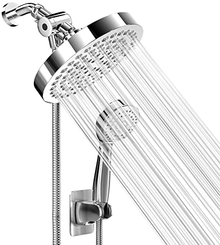 Shower Head With Handheld Combo, 6 Inch High Pressure Rainfall Showerhead With Hand Held 70 Inch Hose for Bath - Adjustable Swivel Shower Head Spray Anti-leak Nozzles - Universal Fit - size: 1.8 GPM