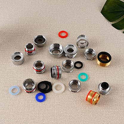 18-PCS Brass Faucet Adapter Kit, Metal Kitchen Sink Faucet Aerator Adapters | Male Female Connectors for Bathroom Removable Aerator Faucets, Garden Hose, RV, 4 PCS Aerator Removal Tools, Easy DIY Install - style: Equipped with 4 Aerator Removal Wrench Too