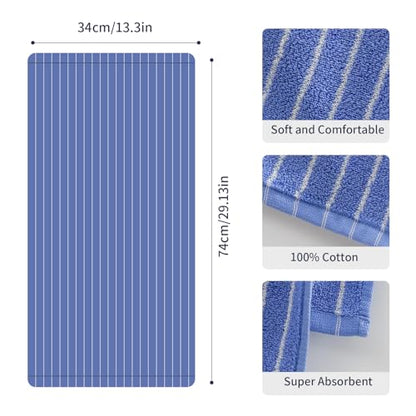 Blue Striped Hand Towels, Bathroom Hand Towel Set of 6, 13" By 29" - 100% Cotton | Quick Dry | Absorbent | Light Weight, Soft Face Towel for Showering & Guest, Luxury Towel Gift - color: Blue