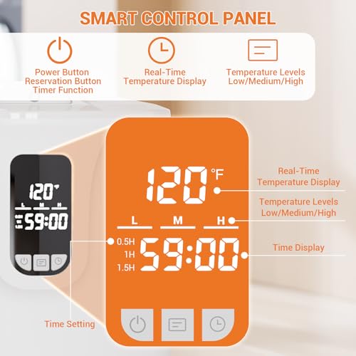 GarveeHome 20 L Bathroom Towel Warmer with Timer & Adjustable Temp, LED Display, Auto Shut-Off, Even-Heated for Towels/Bathrobes/Blankets - color: White-style B, size: 20L