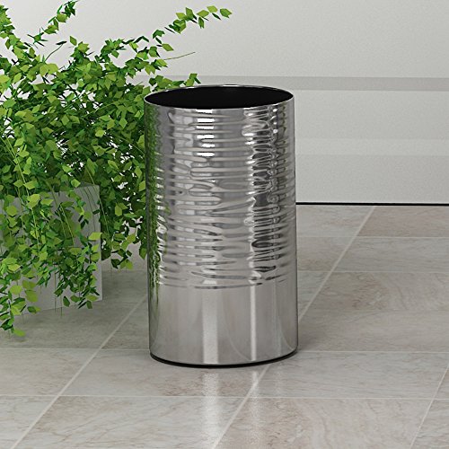 nu steel Metropolitan Metal Cup for Bathroom Vanity Countertops for Rinsing,Drinking, Storing Dental Accessories and Organizing Makeup Brushes,Eye Liners-Shiny/Hammered