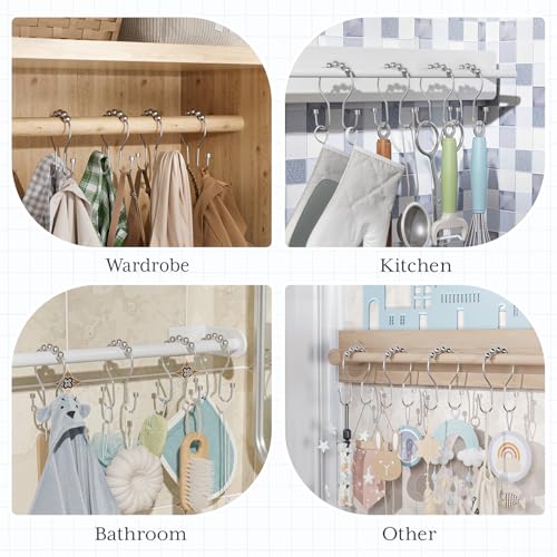 Bathway Shower Curtain Hooks Chrome Shower Curtain Rings with Cylindrical Design, Metal Shower Curtain Hooks Rust Proof, Smooth Glide Double Shower Hooks Rings for Shower Curtain - color: Chrome, style: Modern Shower Hooks with Cylinders