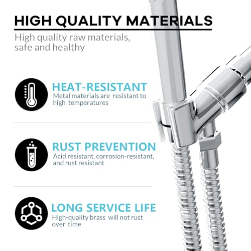 All Metal Handheld Shower Head Holder, Adjustable Shower Wand Holder with Universal Shower Arm Mount and Brass Pivot Ball, for Connecting Shower Arm and Shower Hose - color: Brass - Chrome