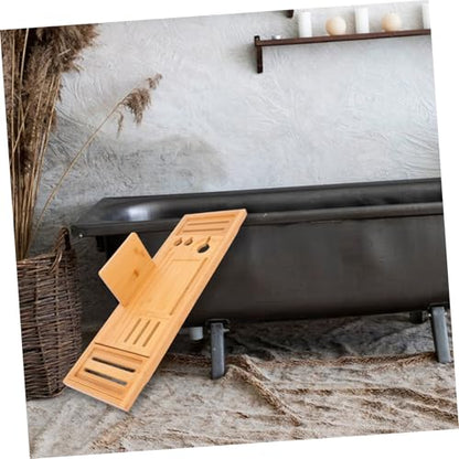 Expandable Bamboo Bathtub Tray Bath Organizer with Design for Various Tub Versatile Storage for Shower Essentials Non-Slip Secure Bath Accessory