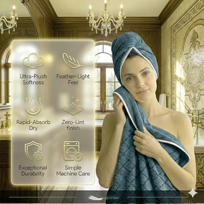 2-Pack Microfiber Bath Towels (27x54 Inches) - Ultra Soft & Quick Dry, 3X Absorbency, Lightweight for Gym, Yoga, Travel & Spa - Perfect for Home, Fitness & Post-Workout