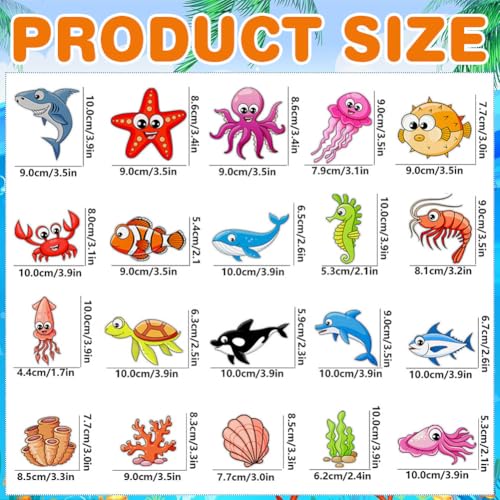 20 Pcs Non Slip Bathtub Stickers Submarine Sea Creature Anti Slip Decals Adhesive Turtle Fish Jellyfish Bathtub Appliques with Scraper for Shower and Bath(Color A) - color: Color a