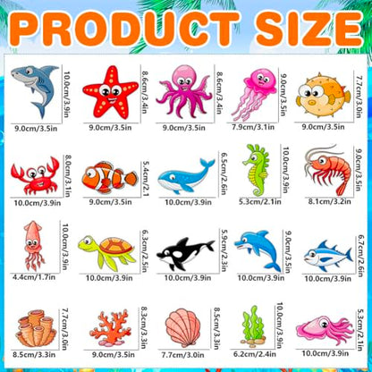 20 Pcs Non Slip Bathtub Stickers Submarine Sea Creature Anti Slip Decals Adhesive Turtle Fish Jellyfish Bathtub Appliques with Scraper for Shower and Bath(Color A) - color: Color a
