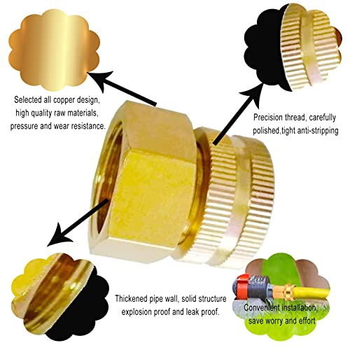 YOUHO Garden Hose Adapter 3/4 NTP Female x 3/4 GHT(F) Drip Irrigation Tubing to Faucet - Reusable Connector Fittings for Most Rain Bird, Orbit, Dig, Toro, Garden Extension Repair Fitting - size: 3/4 inch