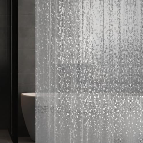 EVA Clear Thin Shower Curtain Liner, Pebble Pattern 72x72 Inch Lightweight Plastic Bathroom Shower Showroom Inner Curtain with Rustproof Metal Grommets and Weighted Magnets(NO Hooks) - color: Clear, size: 72"W x 72"L (Pack of 1)