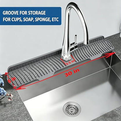 Kitchen Sink Splash Guard Gen2-30" x 6'' Silicone Sink Mat Splash Guard fit for Countertop, Bathroom,Farmhouse,RV by EBIGIC (Grey) - color: Grey 30in, size: 30”x 6.0”