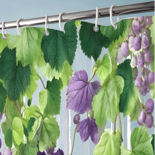 Clear Grape Shower Curtain Liner, Purple Plastic Transparent Pretty Shower Curtains for Bathroom, 72x72 Weighted Magnetic Shower Curtain Set with 12 Hooks - color: Clear Grape, size: 72"W x 72"L (Pack of 1)