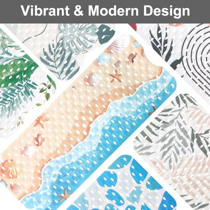 Large Shower Mat Non Slip, Yonala Premium Anti Slip Bath Mat for Tub, 40 x 16 Inch Extra Long Bathtub Mat with Suction Cups and Drain Holes, Easy Clean - color: Leaf