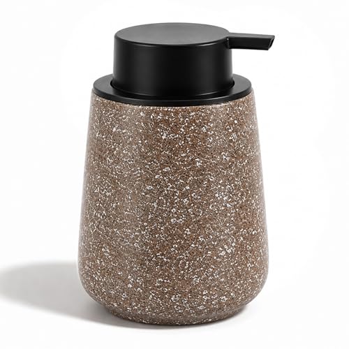 Ceramic Foaming Soap Dispenser - 14.5 oz Foam Hand Soap Dispenser Bathroom, Modern Refillable Dish Wash Soap Bottle for Kitchen with Large Easy-to-Press Pump (Brown) - color: Brown
