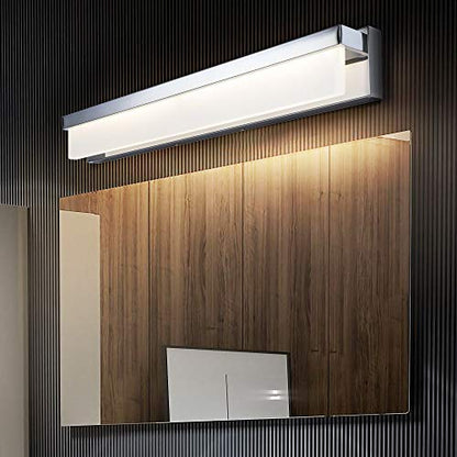 LED Bathroom Vanity Light Fixture Over Mirror 32.3 inch Modern Rectangle Finishing Bath Vanity Lighting Bar 4000K Daylight Wall Sconce (Chrome) - color: Chrome, size: 32 inch