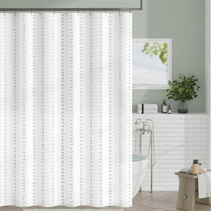 jinchan Green and White Boho Shower Curtain Herringbone Zig Zag Waterproof Fabric Bohemian Modern Farmhouse Arrow Geometric Shower Curtains for Bathroom with 12 Hooks 70x72 Inches - color: Boho Chevron Green, size: 70"W x 72"L (Pack of 1)