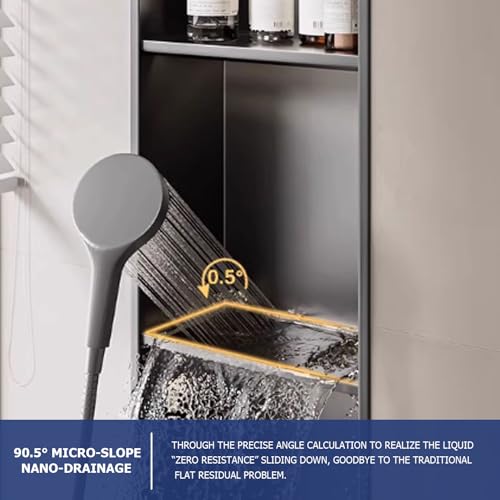 Stainless Steel Shower Niche Insert Tile Ready Recessed Wall Shelf with LED Light Strips No Tile Needed Multiroom Storage Cabinet