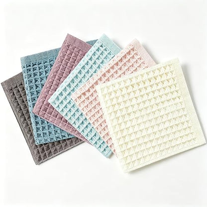vfaejll Kitchen Towels Set 6 Pack, 100% Cotton Waffle Weave Dish Cloths & Dish Towels, 13x13 Inch Hand Towels for Kitchen, Absorbent Quick-Drying Dish Rags for Washing Dishes, 6 Colors