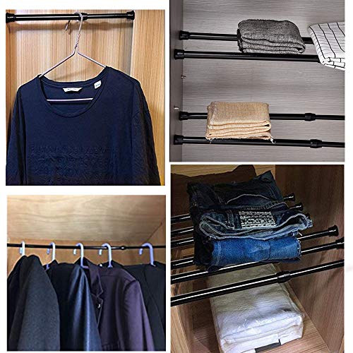 Tension Rods, 4 Pack Adjustable Spring Steel Cupboard Bars Tension Curtain Rod Shower Rod (23.6-43.3 Inches, Black) - color: Black, size: 23.6-43.3 inch