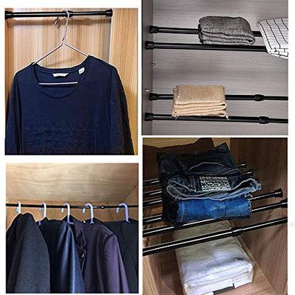 Tension Rods, 4 Pack Adjustable Spring Steel Cupboard Bars Tension Curtain Rod Shower Rod (23.6-43.3 Inches, Black) - color: Black, size: 23.6-43.3 inch