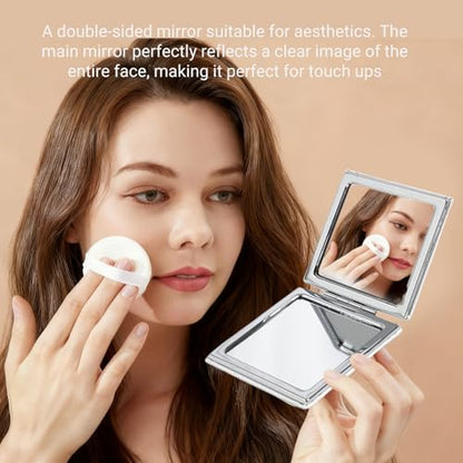 Portable Makeup Mirror Double-Sided - 1 Pcs Daily Beauty Tool, Purse Accessory - color: Square