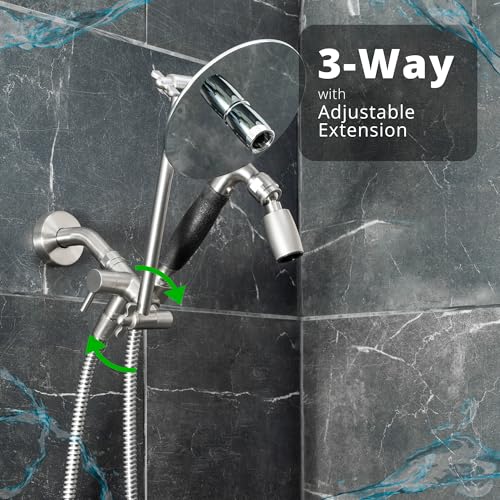 High Sierra® Lead-Free Metal 3-way Combo Shower Kit. Built in Diverter Valve Effortlessly Diverts Flow from the Fixed Shower Head to the Handheld and back - Ultra Low Flow 1.5 GPM - Polished Brass - color: Polished Brass, size: 1.5 GPM