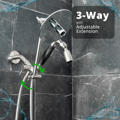 High Sierra® Lead-Free Metal 3-way Combo Shower Kit. Built in Diverter Valve Effortlessly Diverts Flow from the Fixed Shower Head to the Handheld and back - Ultra Low Flow 1.5 GPM - Chrome - color: Brushed Nickel, size: 1.5 GPM