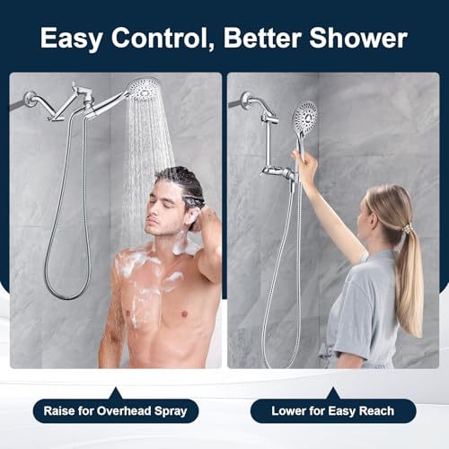 BRIGHT SHOWERS Brass Shower Arm Extender for Rain and Handheld Shower Head, 5 Inch Universal Shower Head Extension Arm, Height & Angle Adjustable, Chrome - color: Chrome, style: 5 Inch