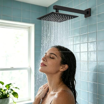 Midanya Square Rain Shower Head,High Pressure,Oil Rubbed Bronze 12 Inch | 360°Swivel,Ceiling or Wall Mount,Waterfall Full Body Coverage,Bathroom Remodel,Stainless Steel Large Rainfall Shower Head - color: Bronze, size: 12 Inch