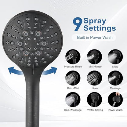 BRIGHT SHOWERS Rain Shower Head with Handheld Combo, Dual Shower System with Slide Bar, Adjustable Height, Brass Slide Bar & Diverter, 60 Inch Stainless Steel Hose, Oil Rubbed Bronze - color: Oil Rubbed Bronze