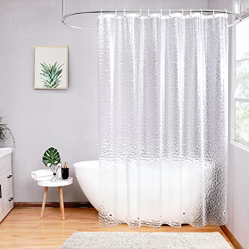 AooHome 48x72 Inch Stall Shower Curtain Liner, EVA 3D Water Cube Narrow Shower Curtain, Water Repellent Shower Liner, Heavy Duty, Semi Transparent - color: Multi Translucent, size: 48"W x 72"L (Pack of 1)