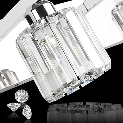 Aipsun Crystal Bathroom Vanity Light Stainless Steel Modern Vanity Light 5 Lights Crystal Bathroom Vanity Light Fixtures (Exclude Bulb) - color: Chrome (Round), size: 40 inch