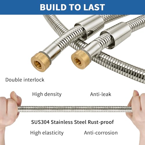 GRICH Shower Hose Extra Long: 71 Inch Metal Cord High-Density Anti-Leak Stainless Steel Shower Head Hose Replacement, Ultra-Flexible & Durable Bathroom Pipe with Brass Insert & Nut, Brushed Nickel - color: Brushed Nickel