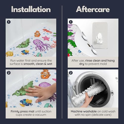 homerella Bathtub Mat Non Slip Kids 40x16 Baby Bath Mat Non Slip Anti Mold | 100% BPA Free, Non Toxic, Mildew Resistant, Machine Washable, Extra Long Kids Bath Mat for Tub Non Slip, Toddler Bath Mat - color: Neutrals Reef, size: 40" x 16" (Rectangular)