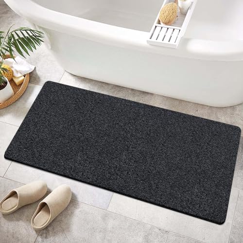 SONGZIMING Shower Mat Non Slip 40.2 x16.1 Inch, Loofah Shower Mat Anti Slip Tub Mat Without Suction Cups, Shower Floor Mat for Wet Area, Quick Drying, Black - color: Black, size: 40" x 16" (Rectangular)