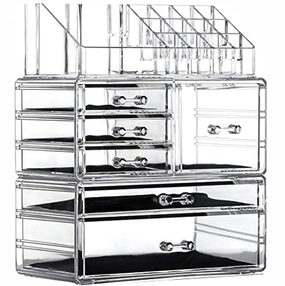 Cq acrylic 3 Pack Clear Makeup Organizer Countertop, Stackable 6 Drawers Skincare Organizer,Cute Skin Care Organizer for Vanity Hair Clip,Jewelry,Beauty Product Desk and Make Up Organizers for Vanity - size: 6 Drawers