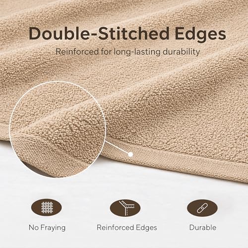 Veteran Textile LLC- 6 Pieces - Turkish Cotton - Luxury Towel Set for Bathroom & Kitchen, 2 Bath Towels, 2 Hand Towels & 2 WashCloths *Valued $79.99* (Oxford Tan) - color: Oxford Tan