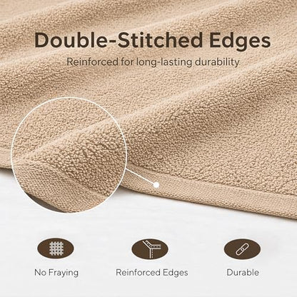 Veteran Textile LLC- 6 Pieces - Turkish Cotton - Luxury Towel Set for Bathroom & Kitchen, 2 Bath Towels, 2 Hand Towels & 2 WashCloths *Valued $79.99* (Oxford Tan) - color: Oxford Tan