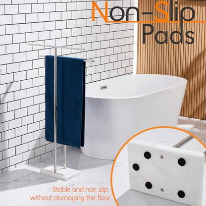 Free Standing Towel Rack for Bathroom 2-Tier Towel Holder Stand with Heavy Marble Base Thicken Steady Design Polished Chrome Stainless Steel AN7005CH - color: Polished Chrome