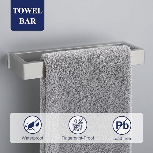 Brushed Nickel Bathroom Accessories, Toilet Paper Holder, Towel Bar & Hook | Lairuier 3 Pieces Bathroom Hardware Set, SUS304 Stainless Steel Towel Holder Set Toilet Paper Holder Robe Hook Wall Mounted - color: Brushed Nickel