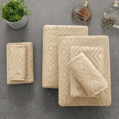 Smuge 18-Piece Bath Towel Set, Include 6 Bath Towel Sheets, 6 Hand Towels and 6 Washcloths - Highly Absorbent Quick Dry 100% Microfiber,Ultra Soft Bathroom Towel Set (Camel) - color: Camel, size: 18 Pcs Bath Towel Set