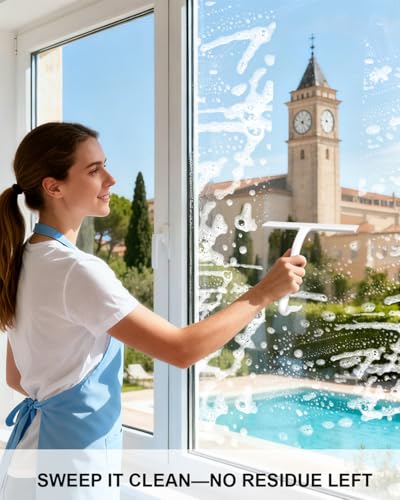 Shower Squeegee for Glass Doors, 8 in Silicone Bathroom Squeegee with Hook | Mutil-Purpose Glass Squeegee for Tile Shower Walls, Floors, Windows, Car Cleaning, No-Squeak & Streak Free Squeegee Tool - size: 8 Inch