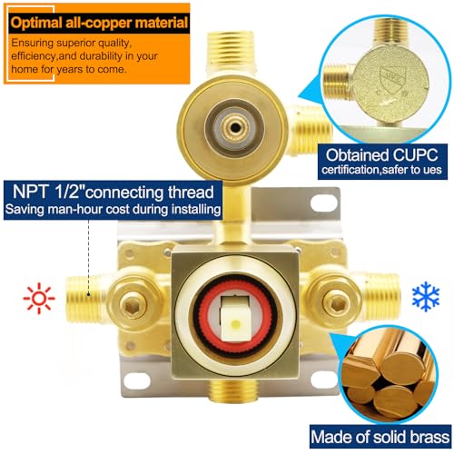 Rain Shower Head System with 14x20 Inch Ceiling Mount LED Head & 6 Inch Wall Head and Handheld Shower 3 Way Pressure Balance Valve Kit,Brushed Gold - color: Brushed Gold, style: 14x20 inch+6inch