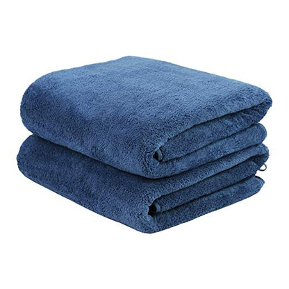 JML Bath Towels with Hanging Loop, 30"x60", 2 Pack, Navy | Microfiber, Super Soft, Absorbent, Fast Dry, Lightweight, Lint Free, Fade Resistant Luxury Hotel & SPA Towel - color: Navy, size: 30 in x 60 in