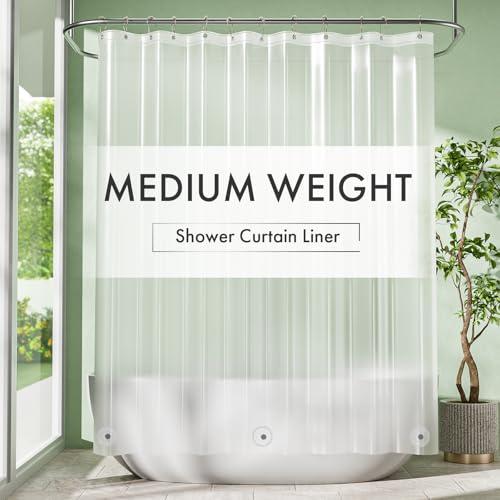 Plastic Shower Curtain Liner with Magnets, 72x72 Frosted Shower Liner PEVA Waterproof Inside Shower Curtains Liner for Bathroom with Rustproof Grommet - color: Frosted, size: 72"W x 72"L (Pack of 1)